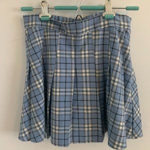 Women Garage y2k Checkered Plaid White Blue Skirt